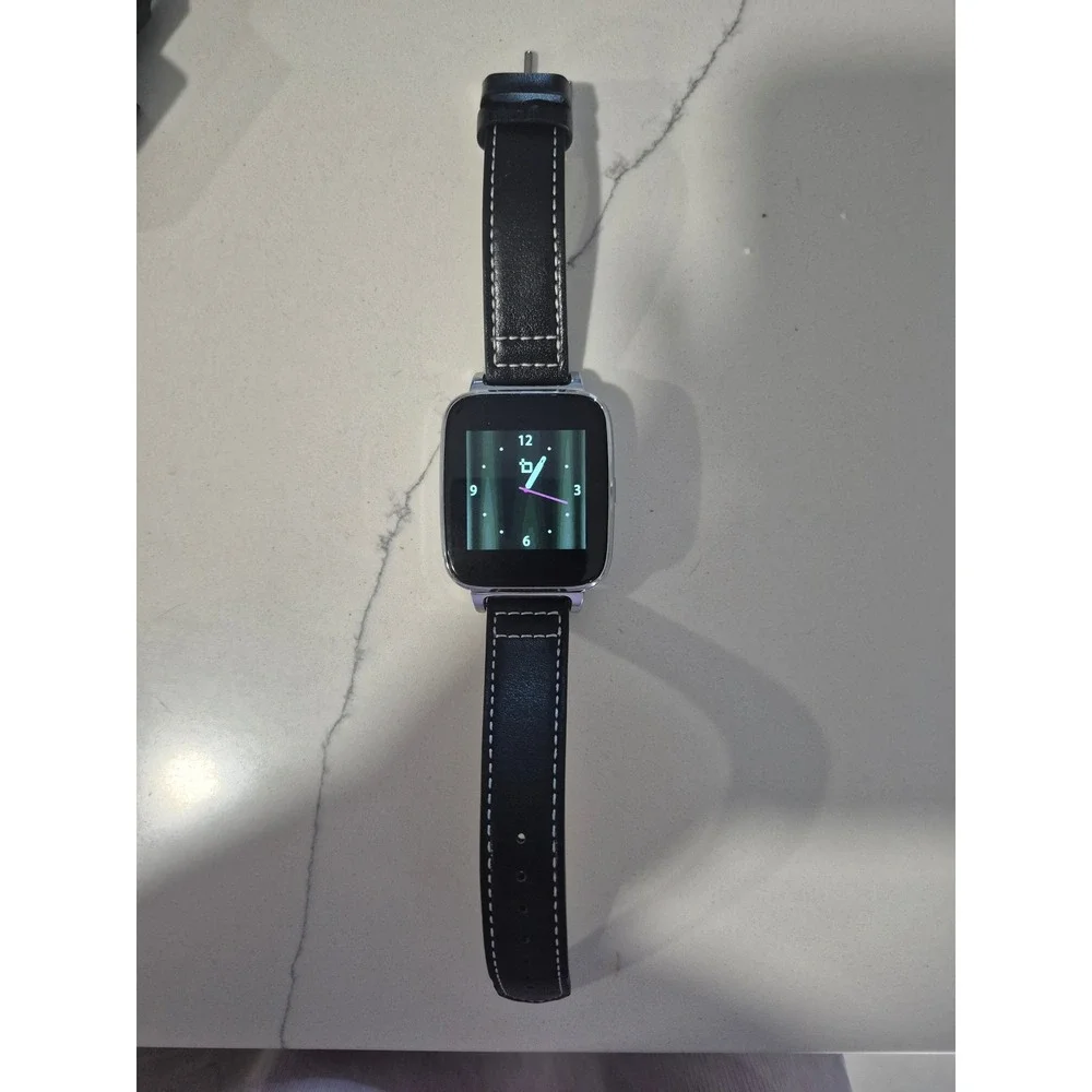 Beantech BIT S1 Smart Watch Black Leather Strap‎ Silver Case Bluetooth i